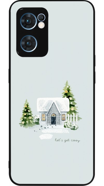 Coque OPPO Reno7 5G - Silicone rigide noir Winter 25 Cosy House