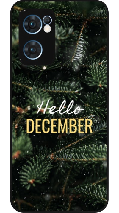 Coque OPPO Reno7 5G - Silicone rigide noir Winter 25 Winter hello december