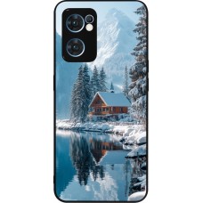 OPPO Reno7 5G Case Hülle - Silikon schwarz Winter 25 Winter house forest day