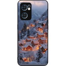 OPPO Reno7 5G Case Hülle - Silikon schwarz Winter 25 Winter snowy village