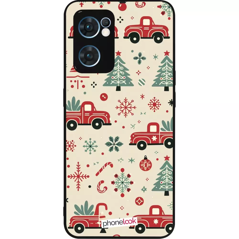OPPO Reno7 5G Case Hülle - Silikon schwarz Weihnachten 2024 Lkw Tanne
