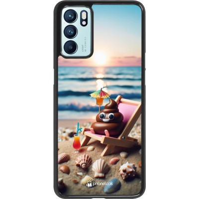 OPPO Reno6 5G Case Hülle - Kackhaufen Emoji auf Liegestuhl