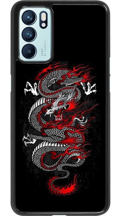 OPPO Reno6 5G Case Hülle - Japanese style Dragon Tattoo Red Black