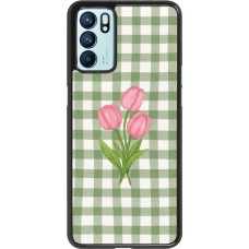 OPPO Reno6 5G Case Hülle - Green vichy tulips 2026