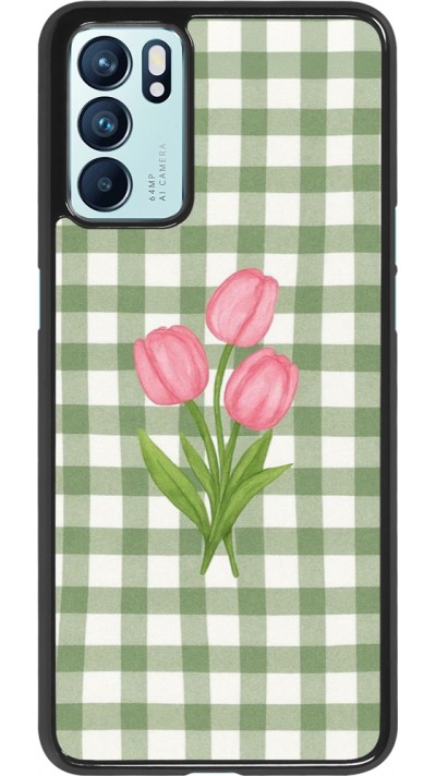 OPPO Reno6 5G Case Hülle - Green vichy tulips 2026