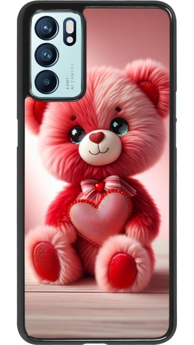 OPPO Reno6 5G Case Hülle - Valentin 2024 Rosaroter Teddybär