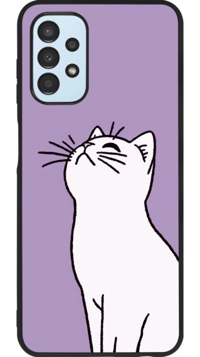 Samsung Galaxy A13 5G Case Hülle - Silikon schwarz Chat auf lila Hintergrund