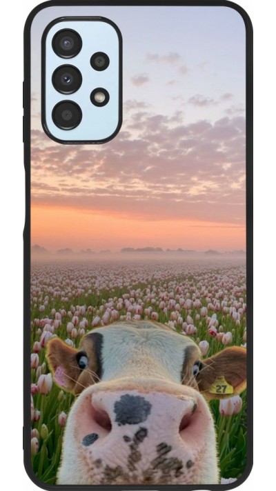Samsung Galaxy A13 5G Case Hülle - Silikon schwarz Cow with tulips 2026