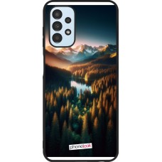 Samsung Galaxy A13 5G Case Hülle - Silikon schwarz Sonnenuntergang Waldsee