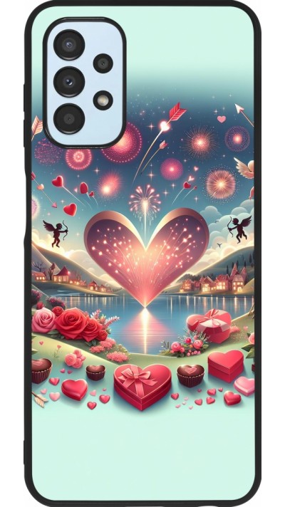 Coque Samsung Galaxy A13 5G - Silicone rigide noir Valentine 2025 Chic