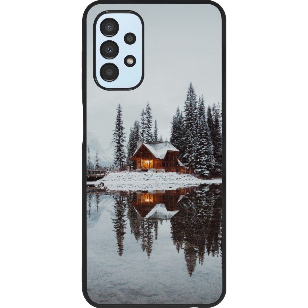 Samsung Galaxy A13 5G Case Hülle - Silikon schwarz Winter 25 Winter house forest afternoon