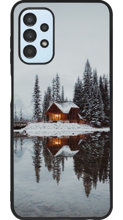 Samsung Galaxy A13 5G Case Hülle - Silikon schwarz Winter 25 Winter house forest afternoon