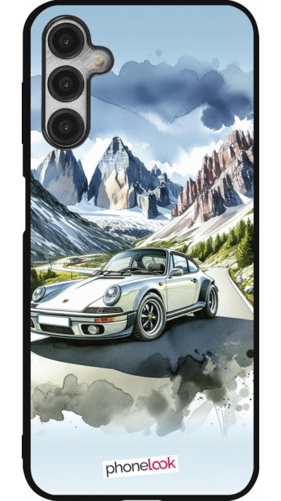 Coque Samsung Galaxy A14 5G - Silicone rigide noir Porsche 911 Mountain Watercolor