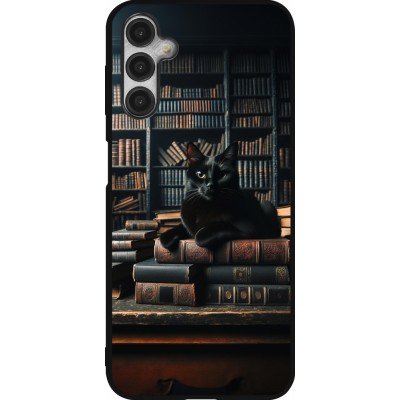 Samsung Galaxy A14 5G Case Hülle - Silikon schwarz Katze Bücher dunkel