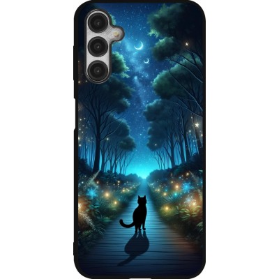 Samsung Galaxy A14 5G Case Hülle - Silikon schwarz Schwarze Katze Spaziergang