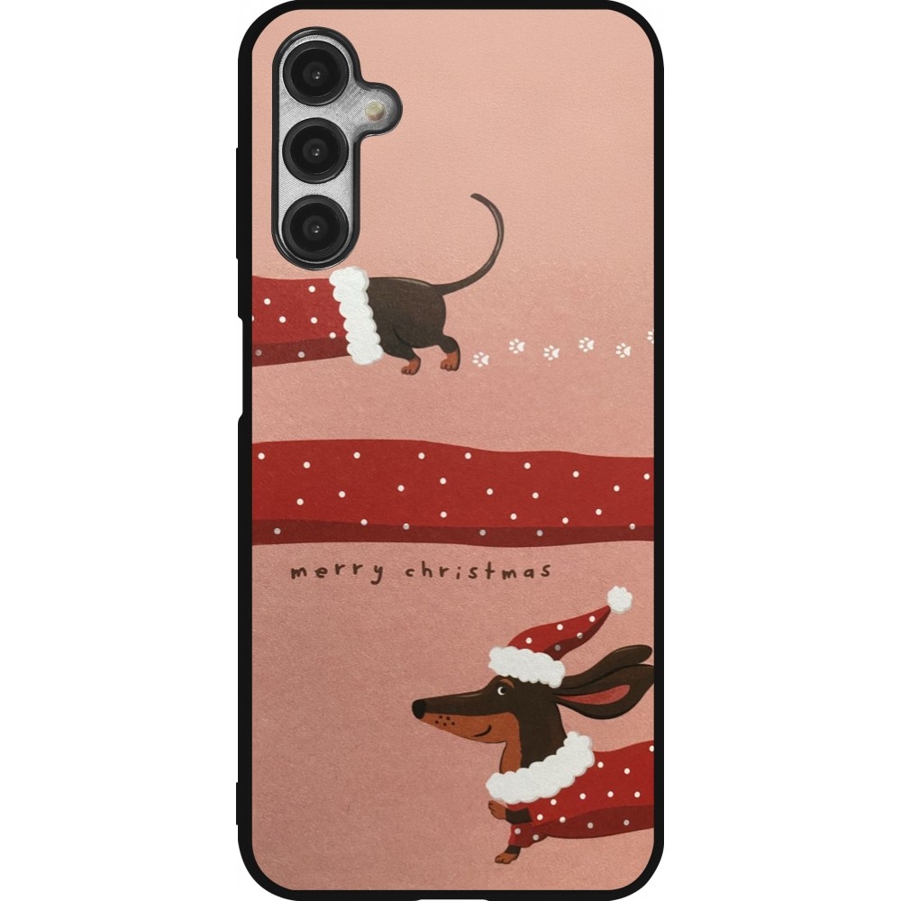 Coque Samsung Galaxy A14 5G - Silicone rigide noir Christmas 25 Teckel Merry Xmas