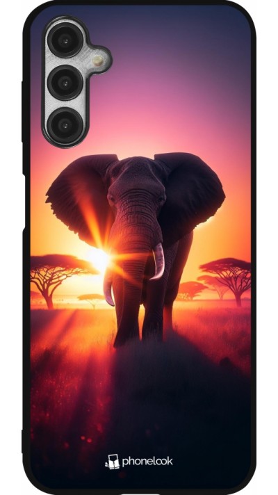 Samsung Galaxy A14 5G Case Hülle - Silikon schwarz Elefant Sonnenaufgang Schönheit