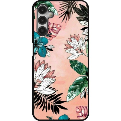 Samsung Galaxy A14 5G Case Hülle - Silikon schwarz Flowers Artprint