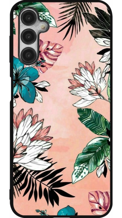 Samsung Galaxy A14 5G Case Hülle - Silikon schwarz Flowers Artprint