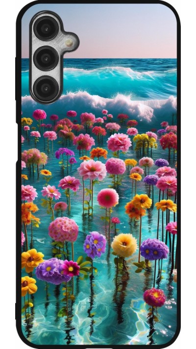 Samsung Galaxy A14 5G Case Hülle - Silikon schwarz Blumenmeer Wellen