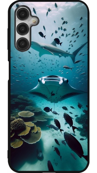 Coque Samsung Galaxy A14 5G - Silicone rigide noir Manta Lagon Nettoyage