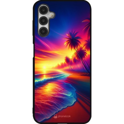Samsung Galaxy A14 5G Case Hülle - Silikon schwarz Strand Sonnenuntergang auffällig