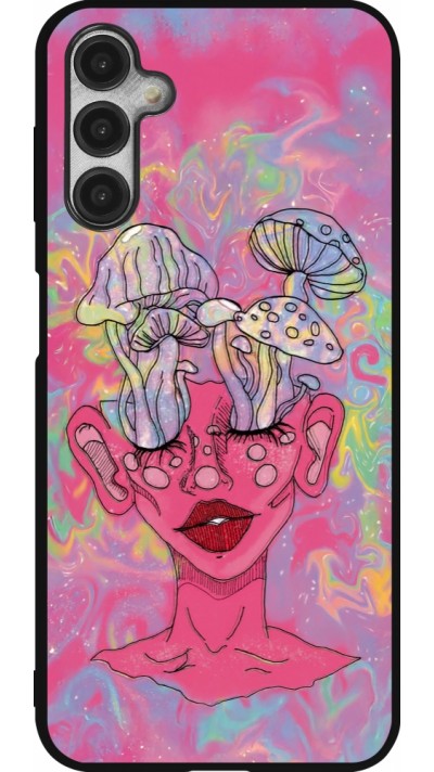 Samsung Galaxy A14 5G Case Hülle - Silikon schwarz Psychedelic pink mushroom
