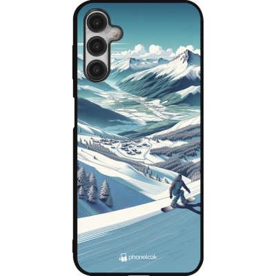 Samsung Galaxy A14 5G Case Hülle - Silikon schwarz Snowboarder Berg