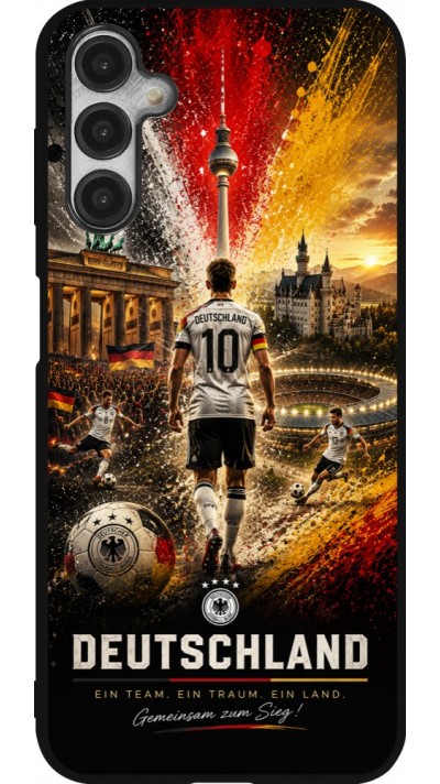 Coque Samsung Galaxy A14 5G - Silicone rigide noir Football Allemagne splash 2026