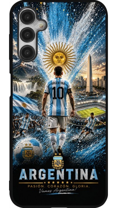 Coque Samsung Galaxy A14 5G - Silicone rigide noir Football Argentine splash 2026