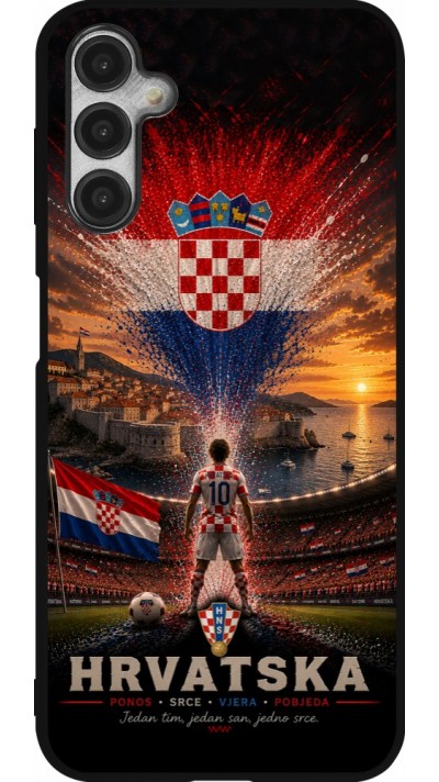 Coque Samsung Galaxy A14 5G - Silicone rigide noir Football Croatie splash 2026