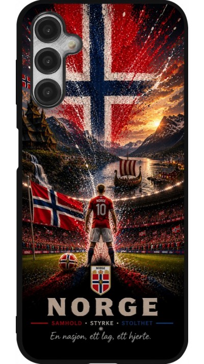 Coque Samsung Galaxy A14 5G - Silicone rigide noir Football Norvège splash 2026