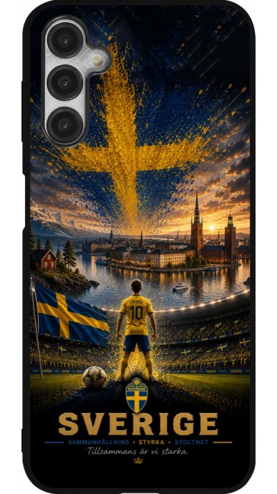 Coque Samsung Galaxy A14 5G - Silicone rigide noir Football Suède splash 2026