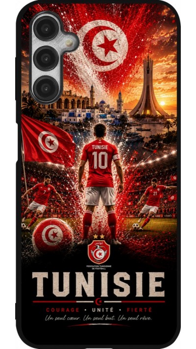 Coque Samsung Galaxy A14 5G - Silicone rigide noir Football Tunisie splash 2026