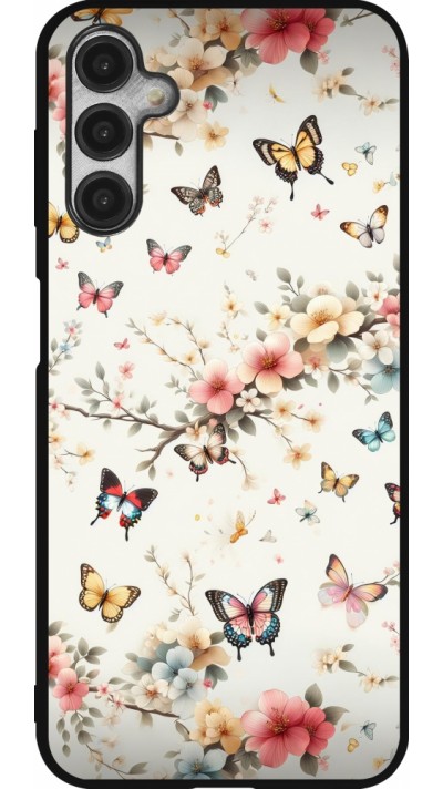 Coque Samsung Galaxy A14 5G - Silicone rigide noir Spring 25 Papillons Légers