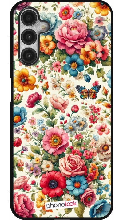 Coque Samsung Galaxy A14 5G - Silicone rigide noir Spring 25 printemps fleuri