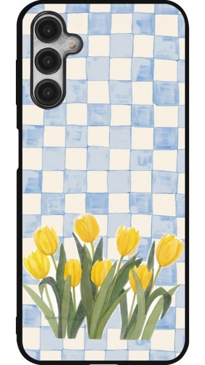 Coque Samsung Galaxy A14 5G - Silicone rigide noir Blue vichy tulips Spring 2026