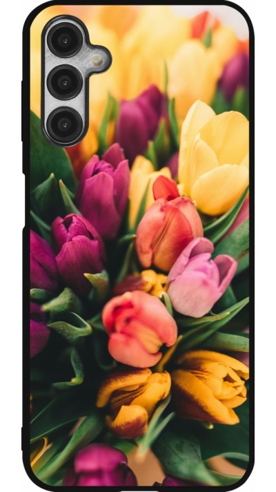 Coque Samsung Galaxy A14 5G - Silicone rigide noir Bouquet of tulips Spring 2026