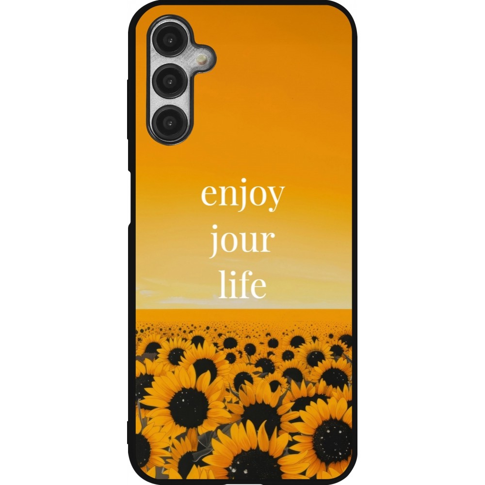 Coque Samsung Galaxy A14 5G - Silicone rigide noir Summer 2025 Enjoy your life