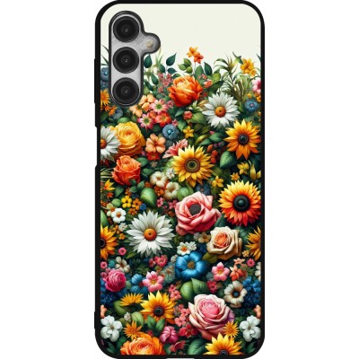 Samsung Galaxy A14 5G Case Hülle - Silikon schwarz Sommer Blumenmuster