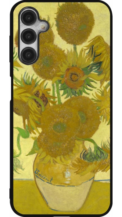 Samsung Galaxy A14 5G Case Hülle - Silikon schwarz Kunstbild - Sonnenblumen  - Van Gogh