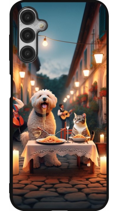 Samsung Galaxy A14 5G Case Hülle - Silikon schwarz Valentin 2024 Hund & Katze Kerzenlicht Samsung Galaxy A14 5G Case Hülle - Silikon schwarz Valentin 2024 Hund & Katze Kerzenlicht