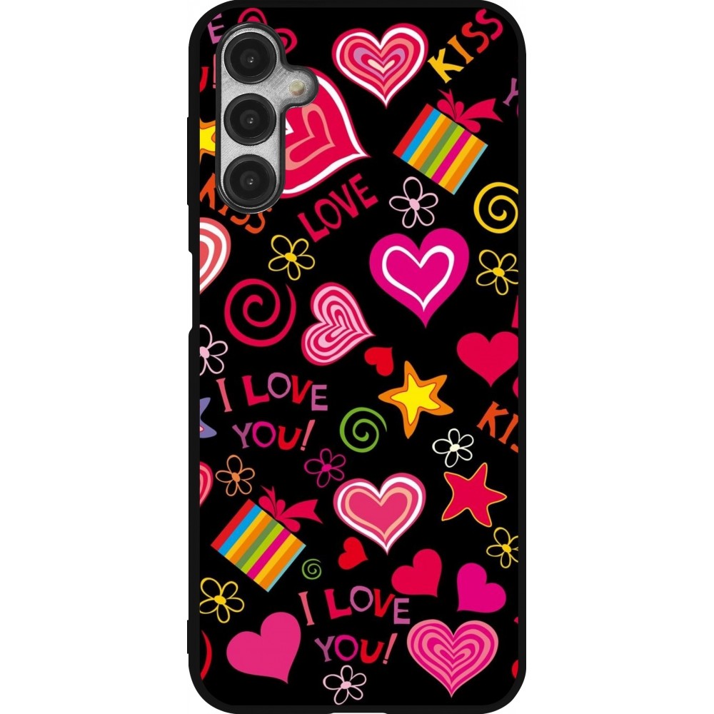 Samsung Galaxy A14 5G Case Hülle - Silikon schwarz Valentine 2023 love symbols