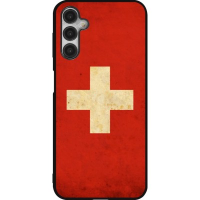 Samsung Galaxy A14 5G Case Hülle - Silikon schwarz Vintage Flag SWISS