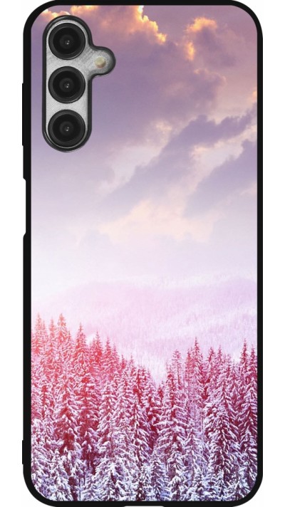 Samsung Galaxy A14 5G Case Hülle - Silikon schwarz Winter 22 Pink Forest