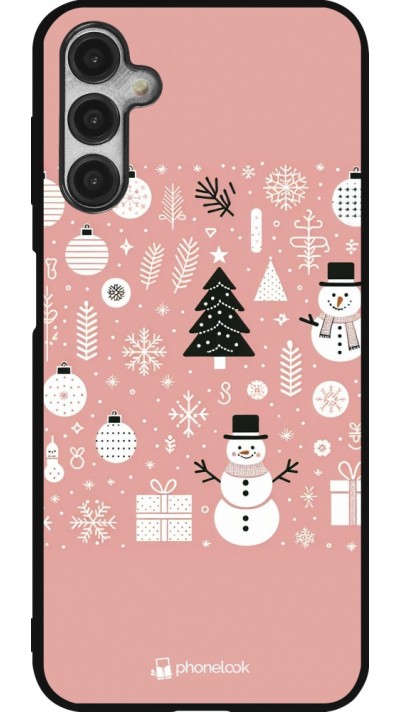 Samsung Galaxy A14 5G Case Hülle - Silikon schwarz Weihnachten 2024 Rose Schneemann Weihnachten