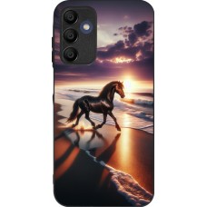 Samsung Galaxy A15 Case Hülle - Silikon schwarz Pferd majestätisch Strand