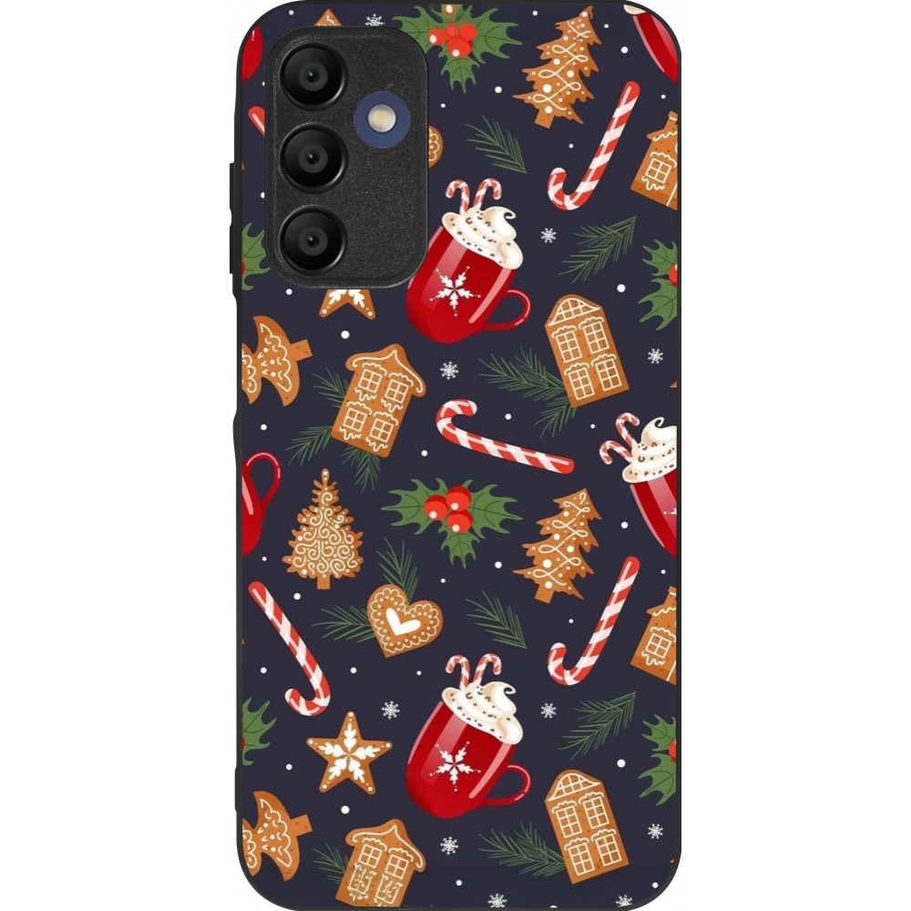 Samsung Galaxy A15 Case Hülle - Silikon schwarz Christmas 25 Pattern Gingerbread House