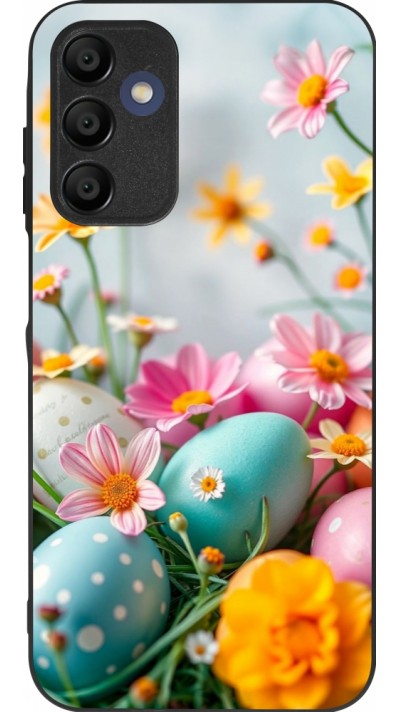 Samsung Galaxy A15 Case Hülle - Silikon schwarz Easter 2026 Eggs with flowers