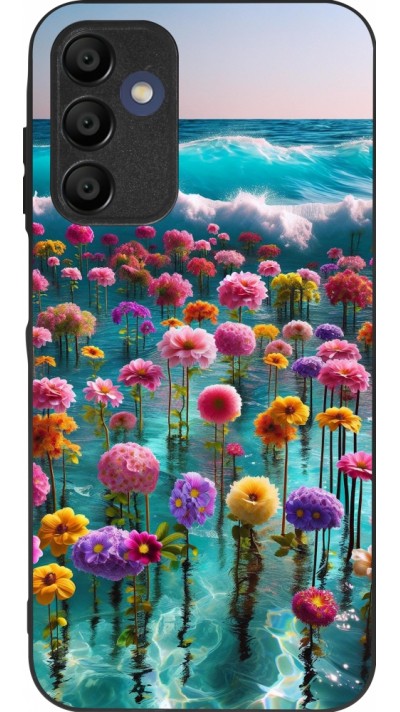 Samsung Galaxy A15 Case Hülle - Silikon schwarz Blumenmeer Wellen